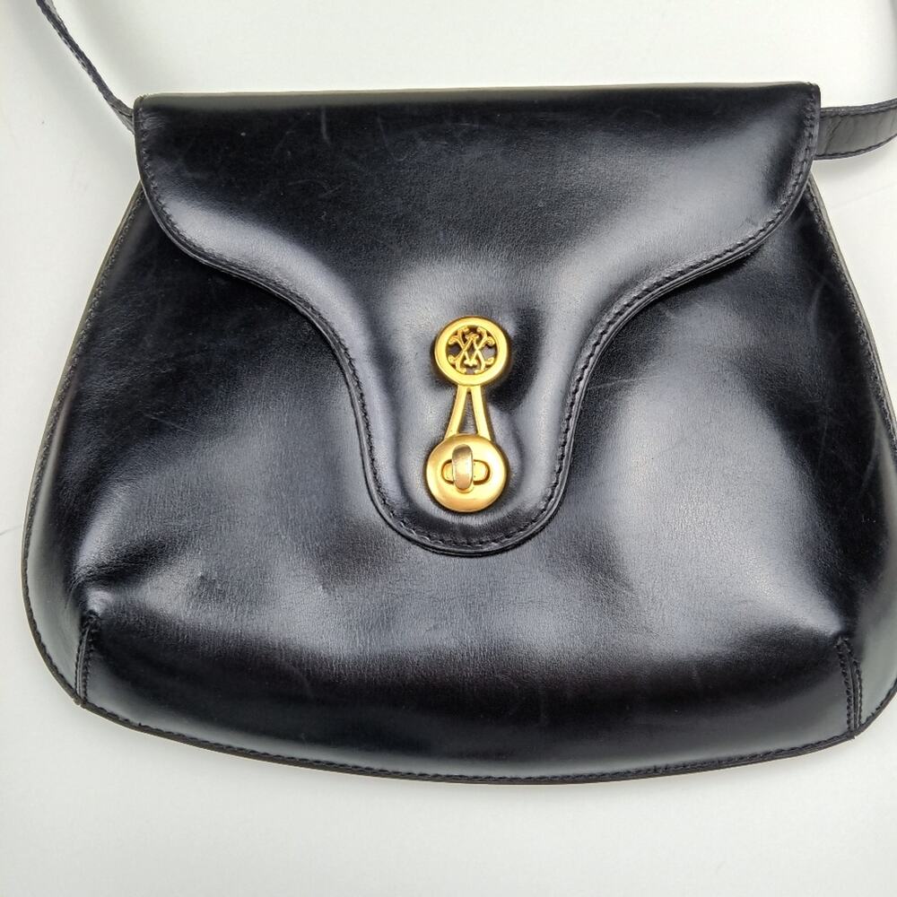 AGUE by Josephine Vintage Black Leather Hand Bag Paris Buenos Aires Purse